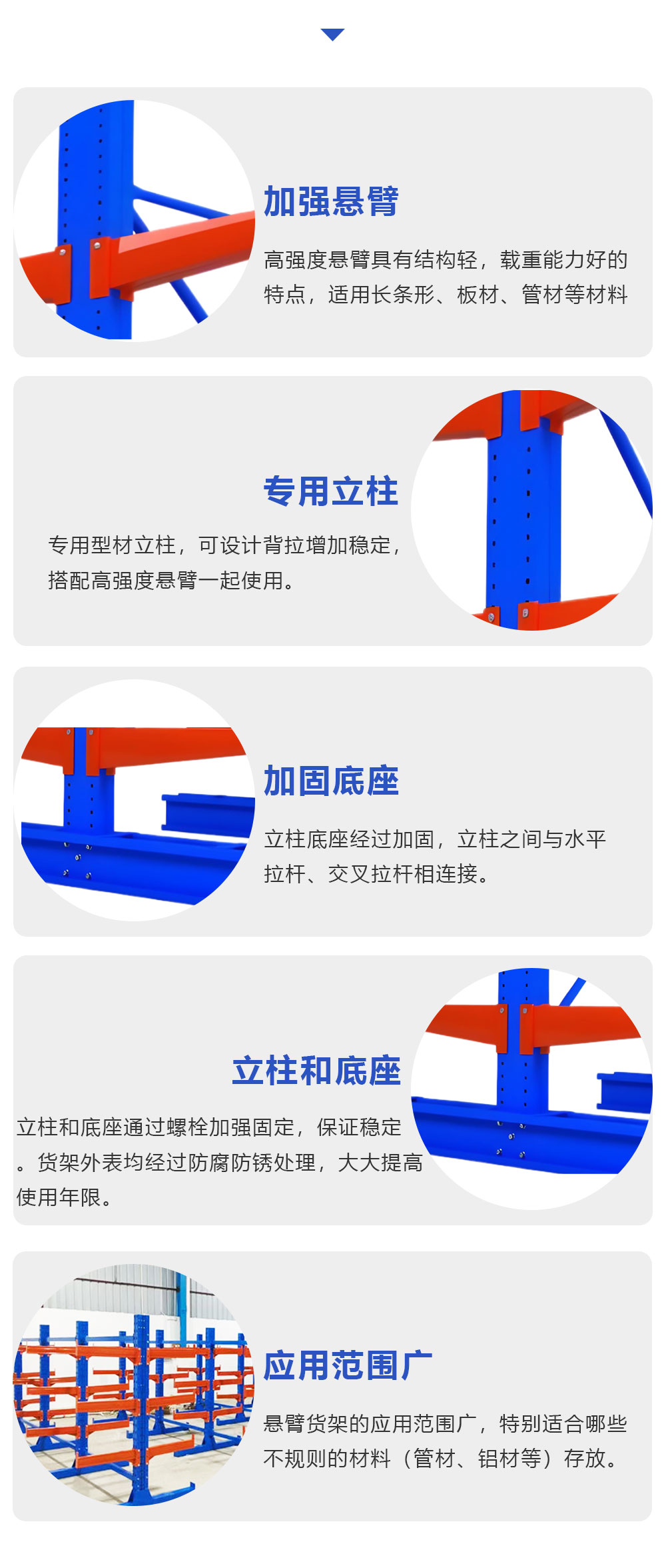 悬臂式货架的细节展示